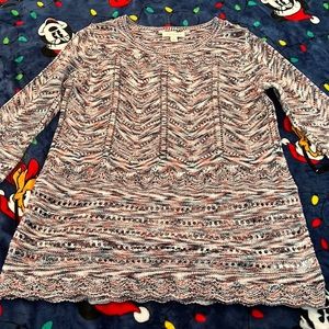 NWT Vintage America Sweater Medium Knit Acrylic Mauve Mist Long Sleeve